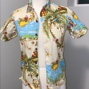 Santa clause hawaiana button down shirt